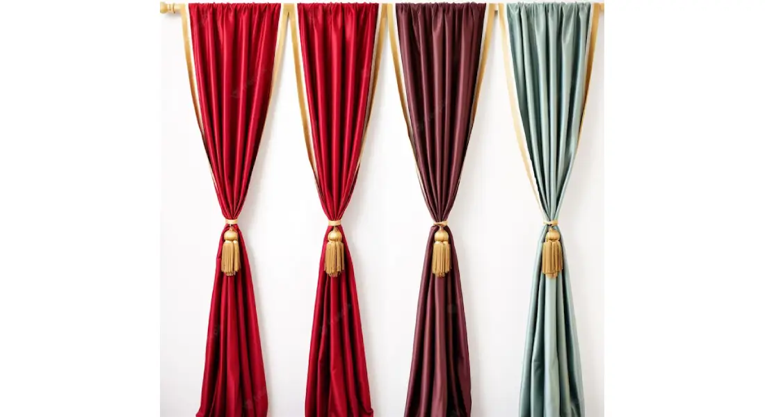 Velvet curtains complementing wall color