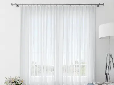 Elegant voile sheer curtains draping gracefully in a living room setting